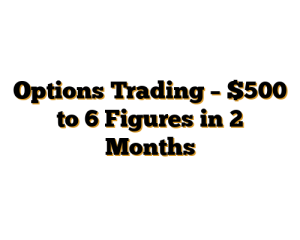 Options Trading – $500 to 6 Figures in 2 Months